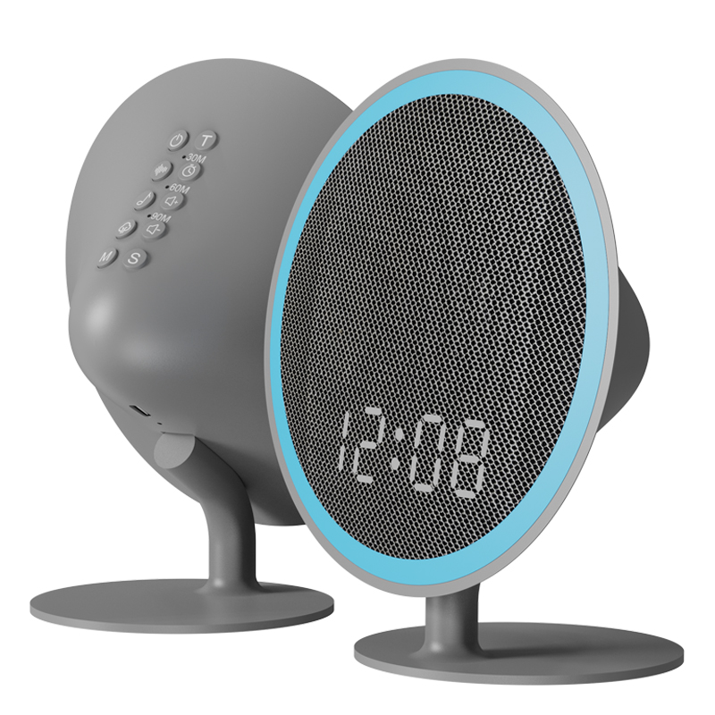 MC-330 New Design White Noise Clock Bluetooth Speaker 39 built-in songs White/Grey/Wooden Color with CE ROHS FCC