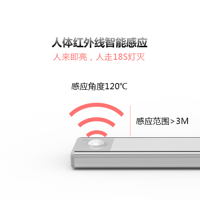 TDL-6110H拓迪双感应可调光控人体感应灯 LED橱柜灯免布线衣柜灯 USB充电小夜灯