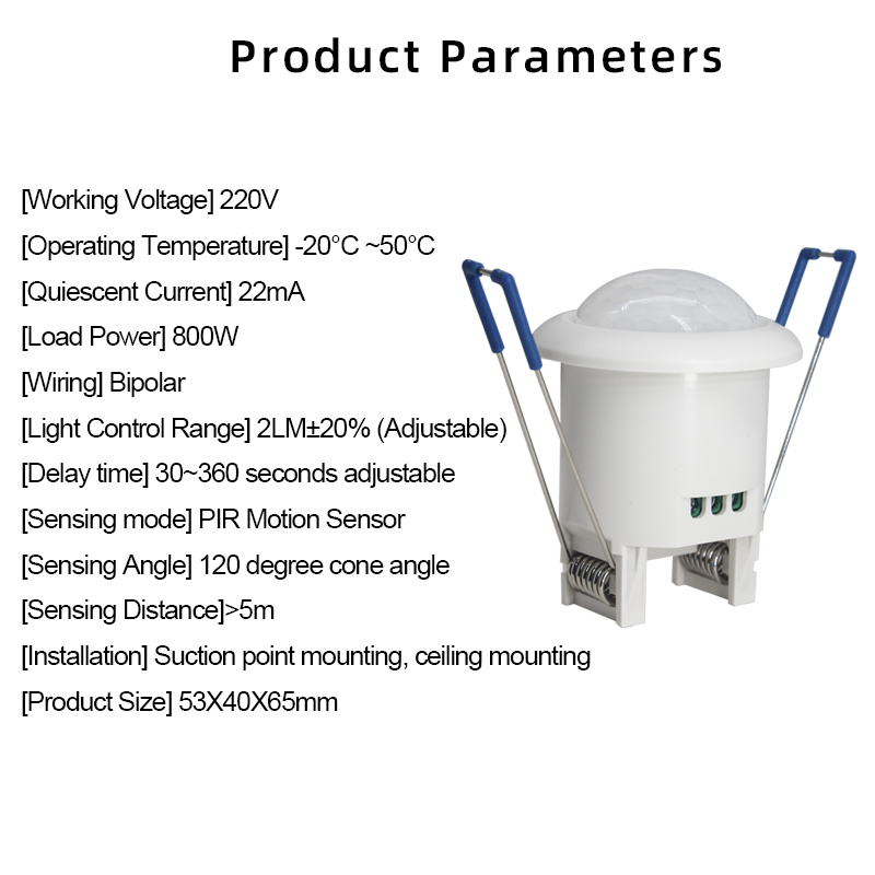 TUODI Factory Sale Ceiling Embedded 220V Automatic PIR Human Infrared induction motion sensor switch for LED lighting