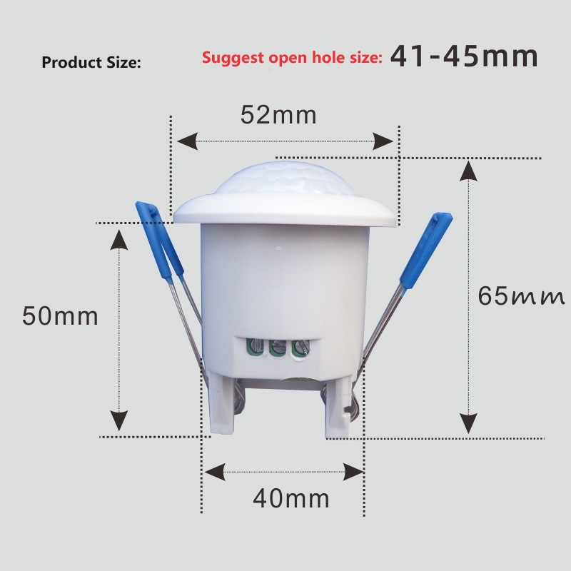 TUODI Factory Sale Ceiling Embedded 220V Automatic PIR Human Infrared induction motion sensor switch for LED lighting