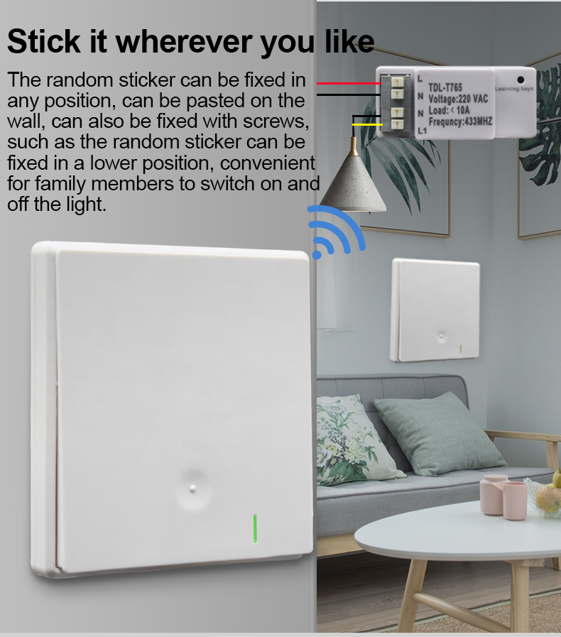Switch Wall Sticker  TDL-9987  Remote Control receiver Stick everywhere control lamp for living room or bed room reading room