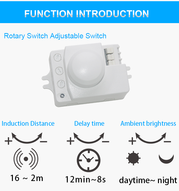 Tuodi TDL-1912Microwave sensor switch Motion sensor switch Intelligent control lamps Global power supply 95V-275VAC